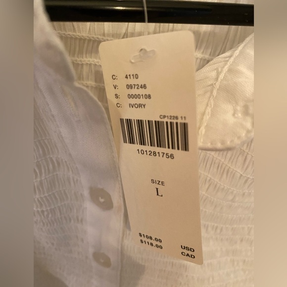 NWT Anthropologie Smocked Buttondown Top Sz L - Picture 4 of 5